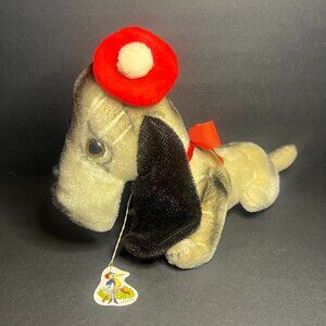 Vintage 1960s Herman Pecker Puppy Dog Plush Collectible w/ Original Tag 7.5"